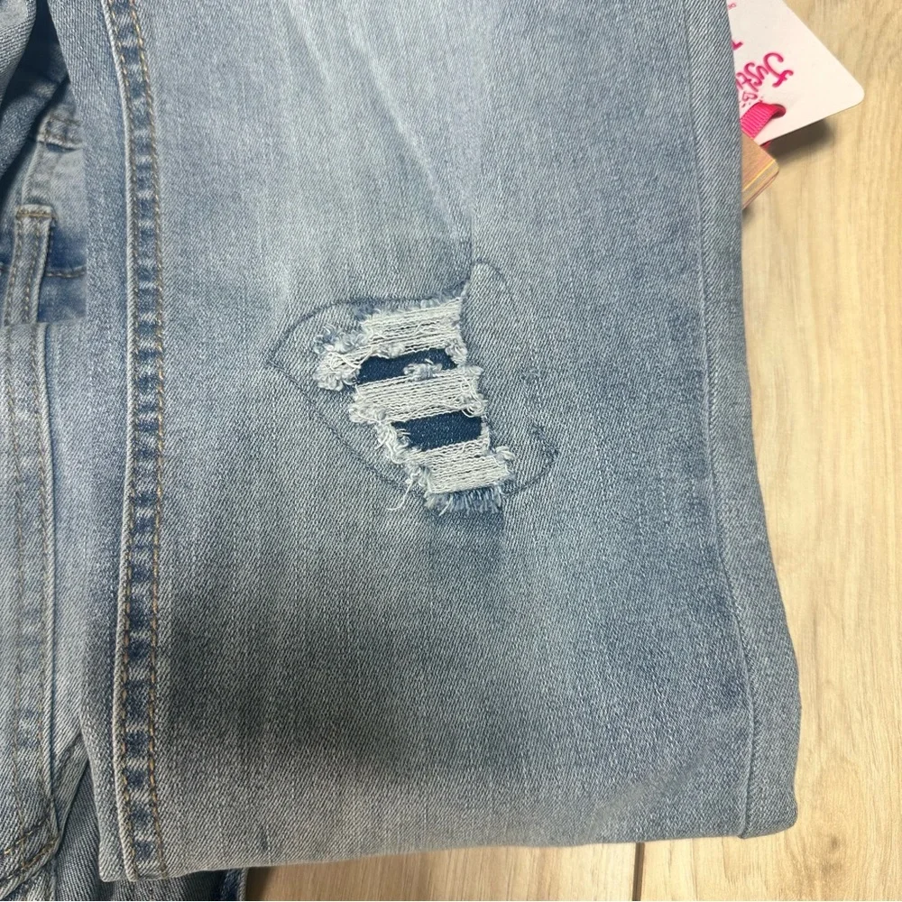 NEW GIRLS JUSTICE distressed Denim Jean Overalls‎ SIZE 14 SLIM